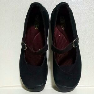 KEEN Sterling City Leather Mary Jane Flats with Adjustable Buckle Black Sz 7